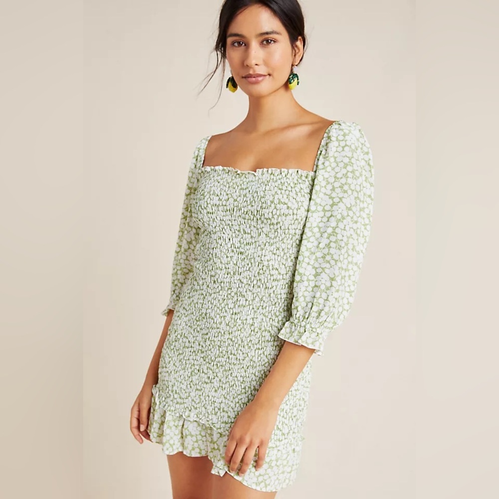 Faithfull The Brand Smocked Honfleur Bodycon Mini Dress